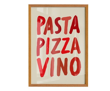 Quadro Pasta Pizza & Vinocom Moldura Marrom | Westwing