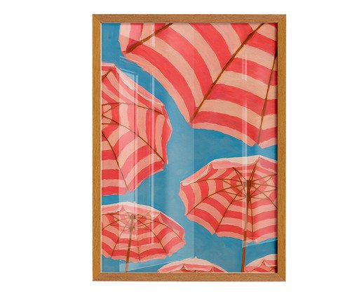 Quadro Rosa No Azul com Moldura Marrom, pink | WestwingNow