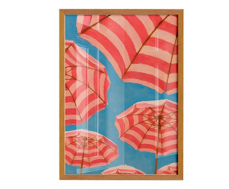 Quadro Rosa No Azul com Moldura Marrom | Westwing