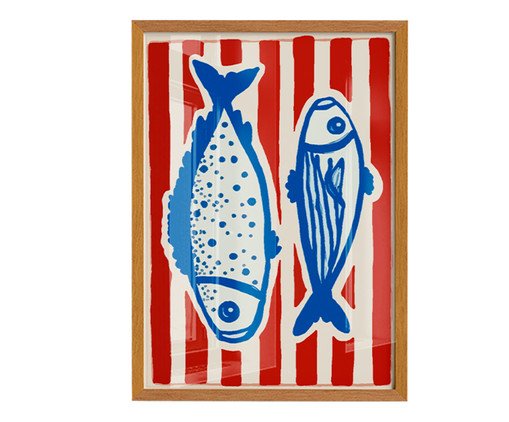 Quadro Peixes com Moldura Marrom, red | WestwingNow