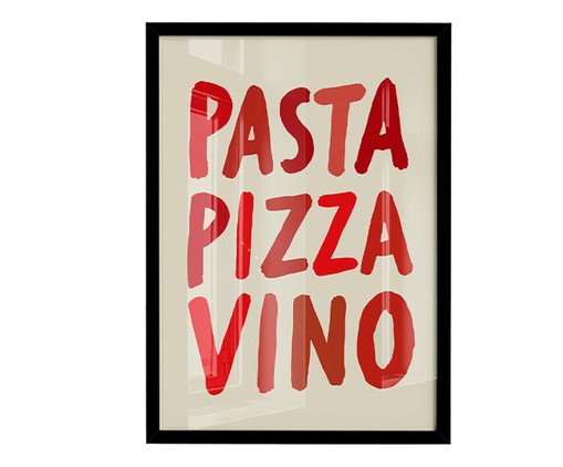 Quadro Pasta Pizza & Vinocom Moldura Preto, red | WestwingNow