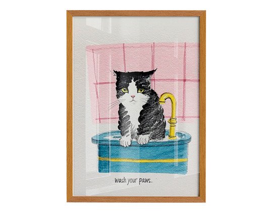 Quadro Wash Your Pawscom Moldura Marrom, pink | WestwingNow