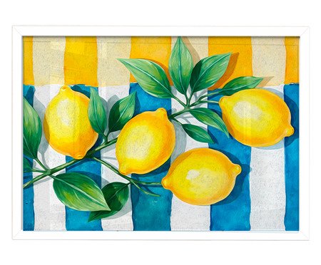 Quadro Limão Siciliano Listradocom Moldura Branca | Westwing