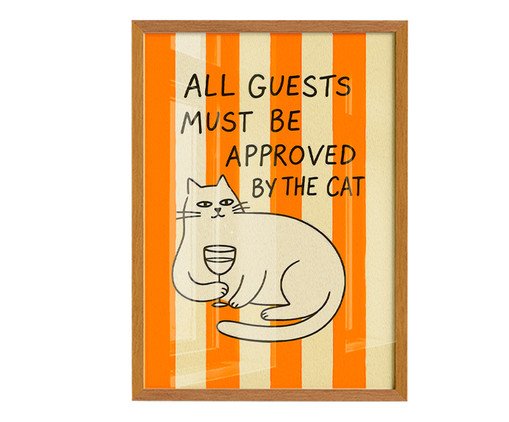 Quadro Cat com Moldura Marrom, orange | WestwingNow
