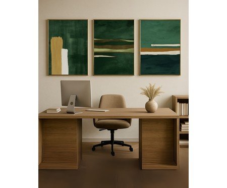 Quadro Canvas Abstrato Verde e Bege Amazônia B | Westwing