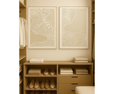 Quadro Abstrato em Linho e Gesso Nude Lençóis A | Westwing