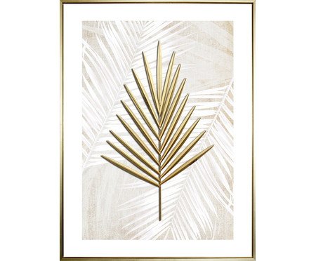 Quadro Folhagem 3D Dourado e Branco Paris B | Westwing