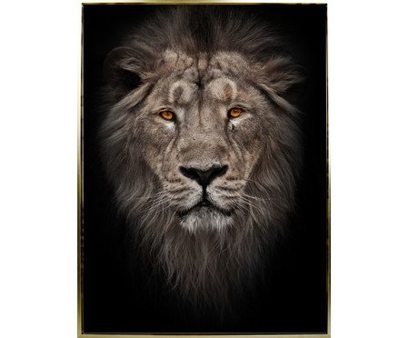 Quadro Canvas Preto e Marrom Lion | Westwing