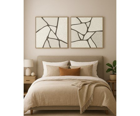 Quadro Abstrato em Gesso Branco e Preto Évora B | Westwing