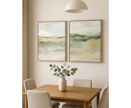 Quadro Canvas Abstrato Dourado e Verde Armênia A | Westwing