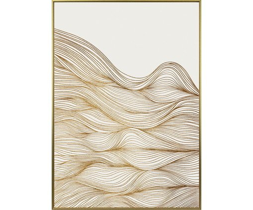 Quadro Canvas Abstrato Branco e Dourado Alexandria B, white | WestwingNow