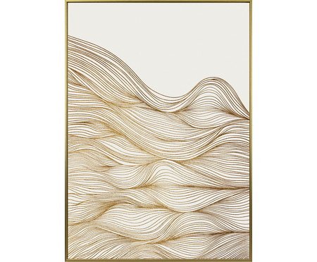 Quadro Canvas Abstrato Branco e Dourado Alexandria B | Westwing