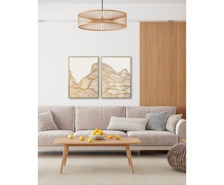 Quadro Canvas Abstrato Branco e Dourado Alexandria B | Westwing