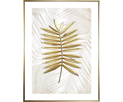 Quadro Folhagem 3D Dourado e Branco Paris A, gold | WestwingNow