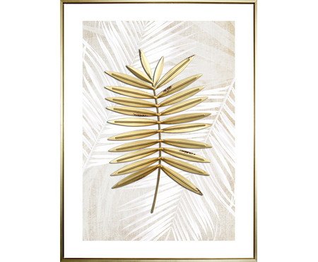 Quadro Folhagem 3D Dourado e Branco Paris A | Westwing