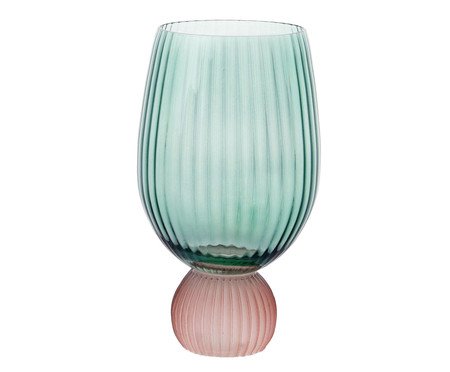 Taça Verde com Base Rosê - 400ml