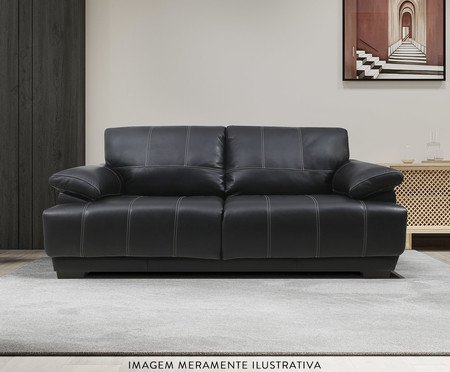 Estofado Hudson 3 Lugares Preto | Westwing