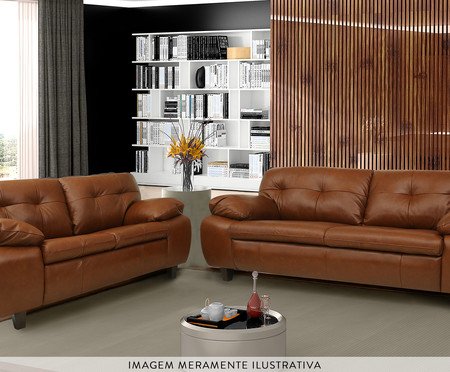 Conjunto Estofado Marselha 3 e 2 Lugares Marrom | Westwing