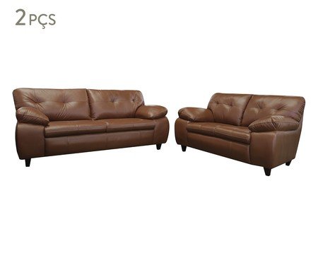 Conjunto Estofado Marselha 3 e 2 Lugares Marrom | Westwing