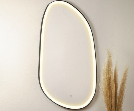 Espelho Orgânico Gávea Preto com Led Frontal Branco Quente | Westwing