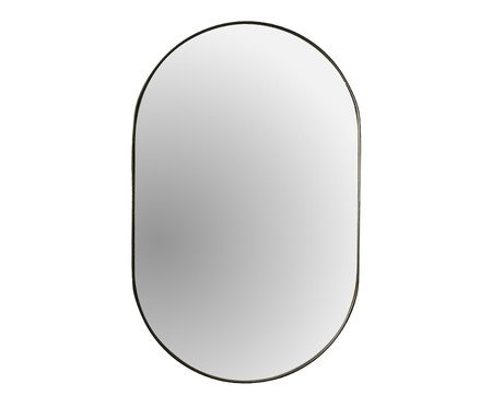 Espelho Oval Tijuca Preto com Led Indireto  Banco Quente | Westwing