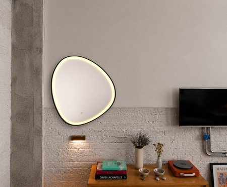 Espelho Orgânico Gávea Preto com Led Frontal Branco Quente | Westwing