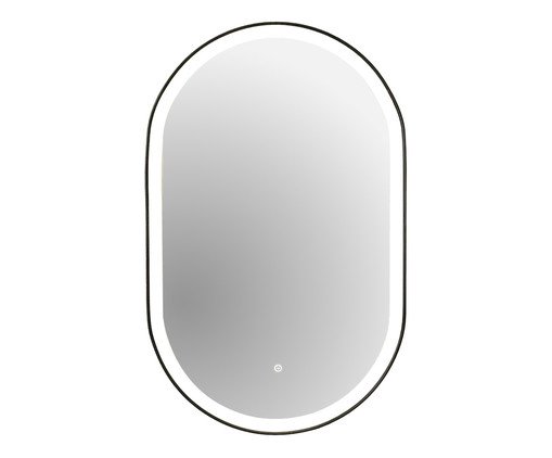Espelho Oval Tijuca Preto com Led Frontal  Banco Frio, black | WestwingNow
