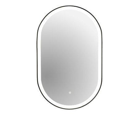 Espelho Oval Tijuca Preto com Led Frontal  Banco Frio | Westwing