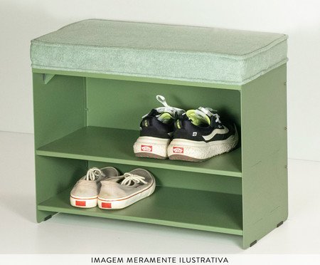 Sapateira Banco Itaim Estofado Bouclé Verde Oliva Verde Oliva | Westwing