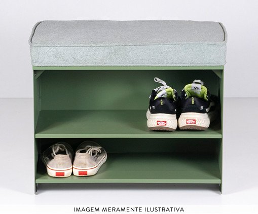 Sapateira Banco Itaim Estofado Bouclé Verde Oliva Verde Oliva, green | WestwingNow