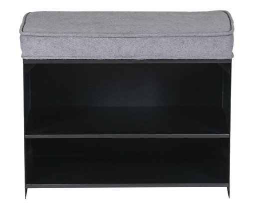 Sapateira Banco Itaim Estofado Bouclé Chumbo Preto, black | WestwingNow