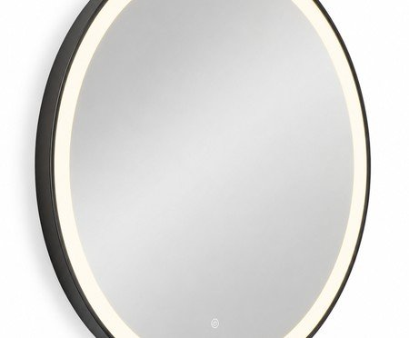 Espelho Redondo Conrado Preto com Led Frontal Branco Quente | Westwing