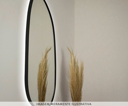 Espelho Orgânico Gávea Preto com Led Indireto Branco Frio | Westwing