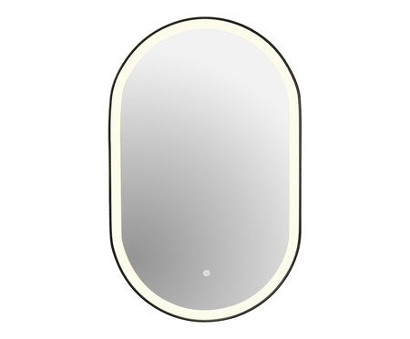Espelho Oval Tijuca Preto com Led Frontal Branco Quente | Westwing