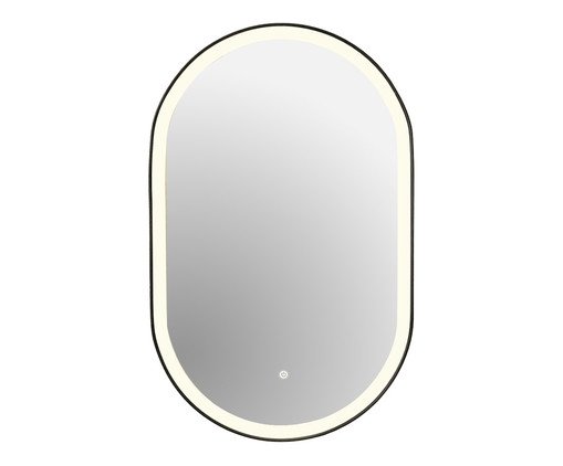 Espelho Oval Tijuca Preto com Led Frontal  Banco Quente, black | WestwingNow