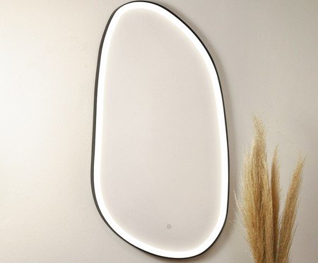Espelho Orgânico Gávea Preto com Led Frontal Branco Frio | Westwing