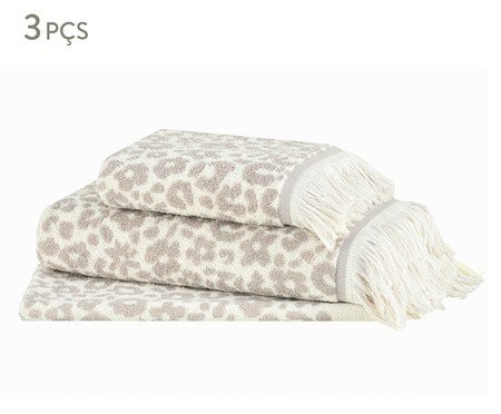 Jogo de Toalhas Oncinha Cinza - 3 Pçs | Westwing