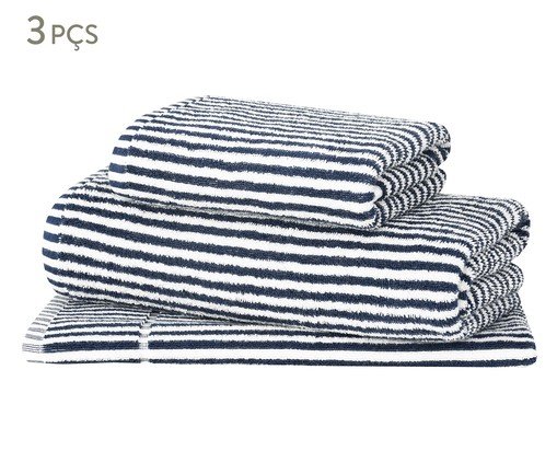 Jogo de Toalhas Linea Azul Marinho - 3 Pçs, blue | WestwingNow