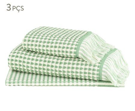 Jogo de Toalhas Loom Verde Menta - 3Pçs | Westwing