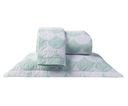 Jogo de Cobre-Leito Percalle Estampado Scale Menta 200 Fios, white | WestwingNow