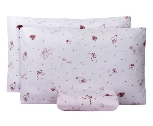 Jogo de Lençol Inferior Essencialle Vintage Love, pink | WestwingNow