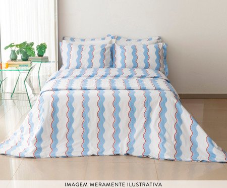 Duvet Percalle Estampado Wave Blue 200 Fios | Westwing