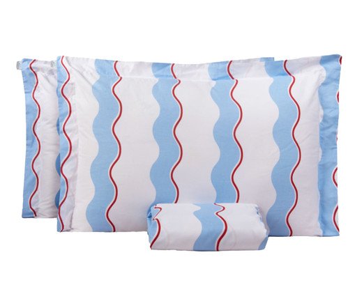 Jogo de Lençol Inferior Percalle Estampado Wave Blue 200 Fios, white | WestwingNow