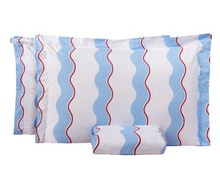 Jogo de Lençol Inferior Percalle Estampado Wave Blue 200 Fios