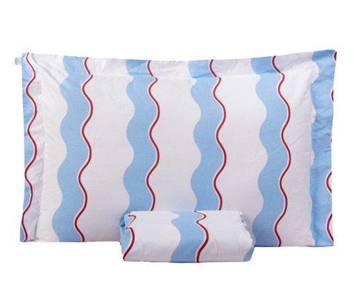 Jogo de Lençol Inferior Percalle Estampado Wave Blue 200 Fios, white | WestwingNow