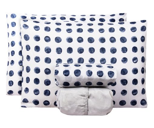 Jogo de Lençol Clássico Essencialle Dotz Azul, white | WestwingNow