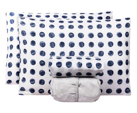 Jogo de Lençol Clássico Essencialle Dotz Azul