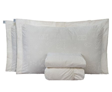 Jogo de Lençol Clássico Percalle Estampado All White 200 Fios