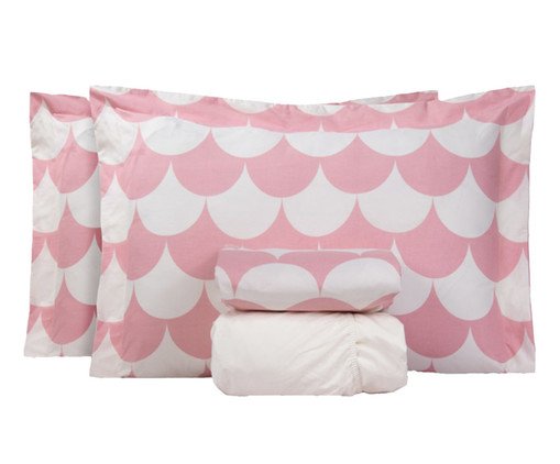 Jogo de Lençol Clássico Percalle Estampado Scale Rose 200 Fios, white | WestwingNow