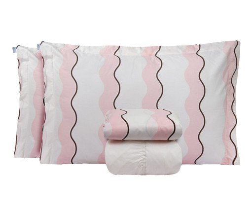 Jogo de Lençol Clássico Percalle Estampado Wave Rose 200 Fios, white | WestwingNow